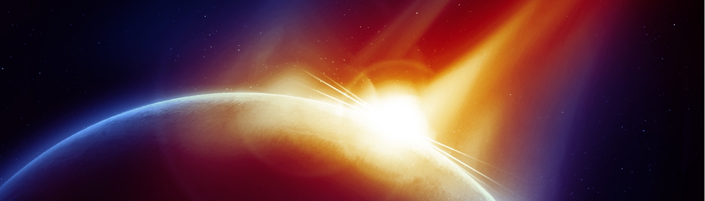 Illustration of asteroid energy hitting a planet